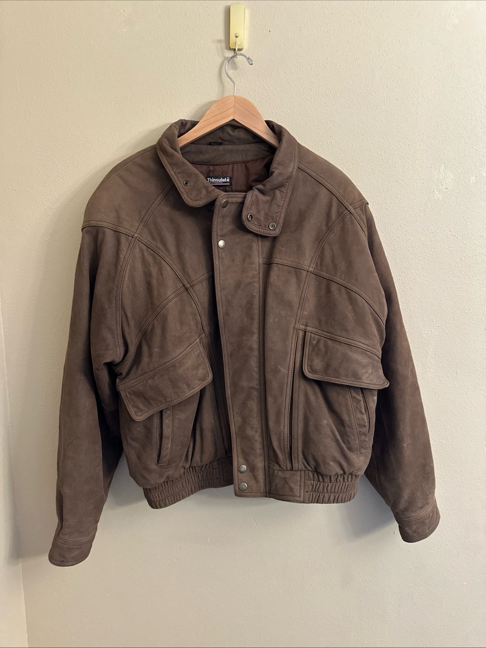 Vintage Wilsons Adventure Bound Distressed Brown Leather‎ Bomber Jacket Men’s L